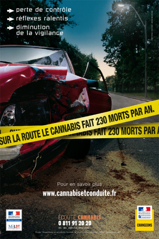 le cannabis au volant et les accidents