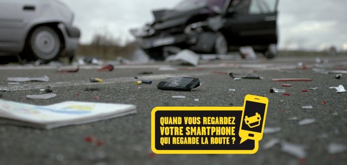 sms au volant accident