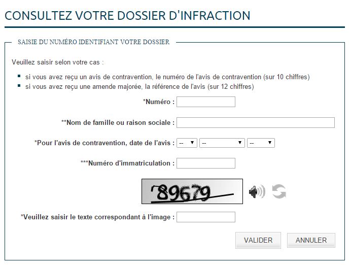 consulter dossier infraction