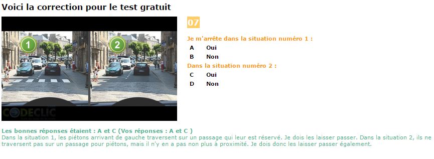 Codeclic correction question code de la route