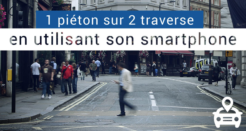 1 piéton sur 2 traverse en utilisant son smartphone