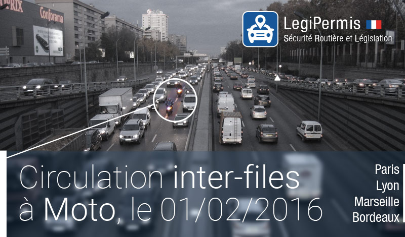 Moto : la circulation inter-files autorisée, le 01/02/2016 dans 4 zones de France