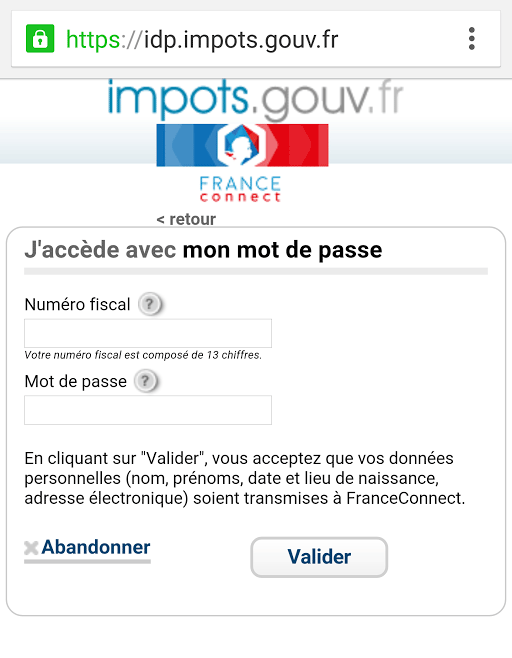 connexion france connect accès au solde de points du permis de conduire