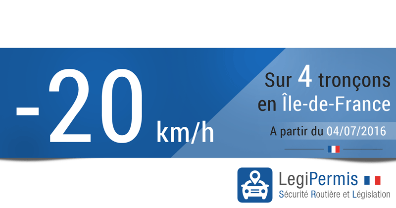 Limitation de vitesse en île-de-France près de Paris à partir du 4 juillet 2016