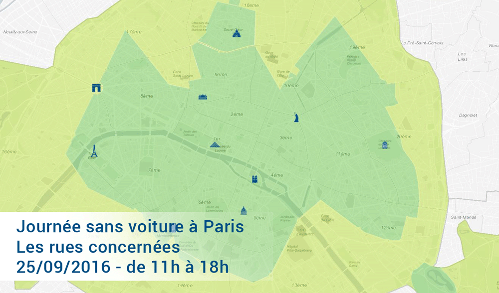 Journee Sans Voiture Paris Le 25 09 16 Les Zones Concernees Legipermis