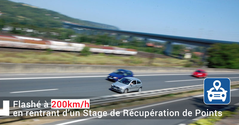 200km/h exces de vitesse après un stage récupération de points