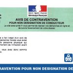 Avis de contravention pour non désignation de conducteur