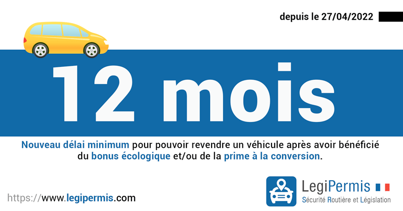 Nouveau délai de revente d'un véhicule de 12 mois après avoir touché la prime à la conversion ou le bonus écologique en 2022