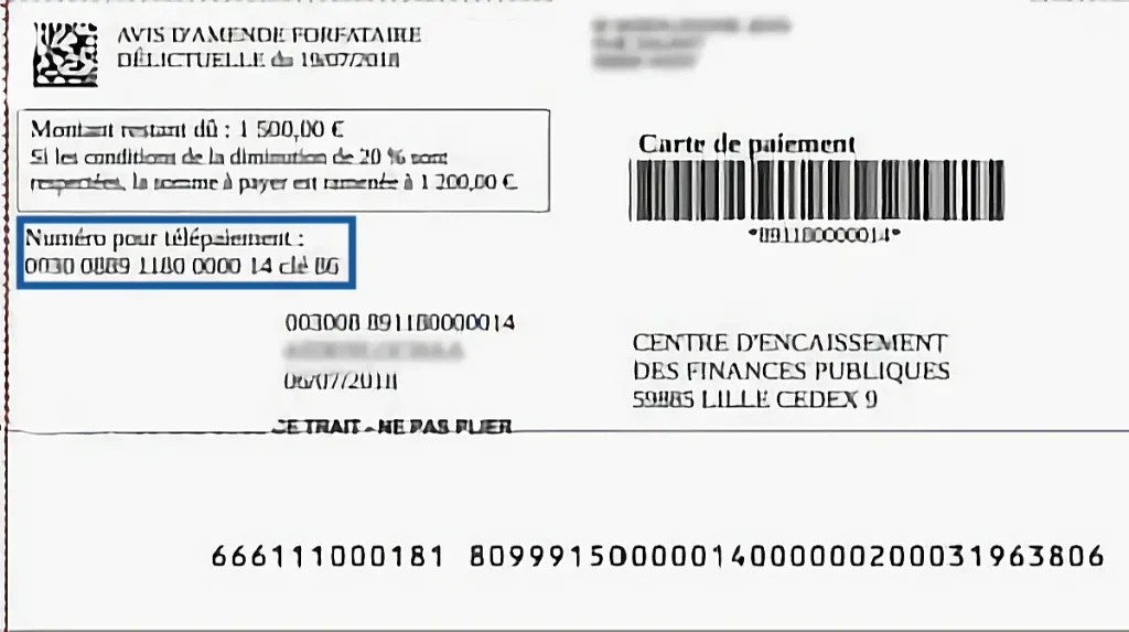 Télépaiement d'une amende forfaitaire délictuelle avec la carte de paiement et le numéro de télépaiement sur le site amendes.gouv.fr