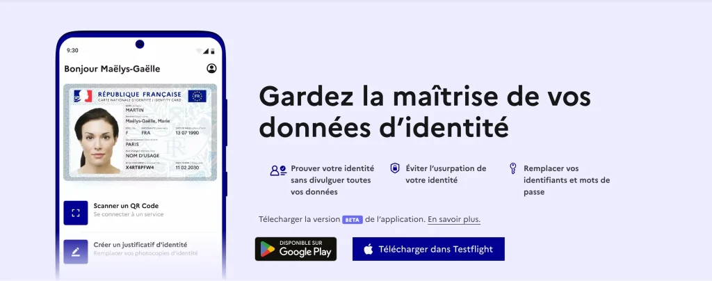 Téléchargement de l'application France Identité sur Google Android et iOS d'Apple.