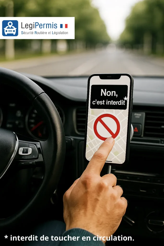 Il est interdit de toucher le téléphone au volant.
