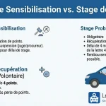 Quelle différence entre un stage de sensibilisation et un stage de points ?