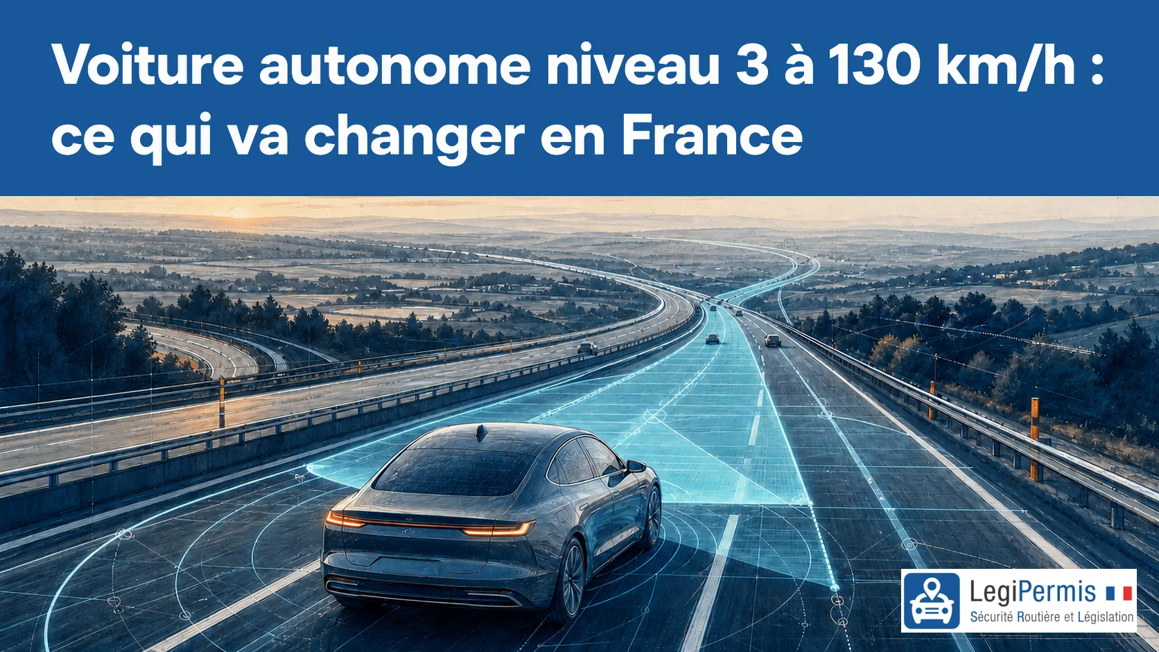 Voiture autonome de niveau 3 circulant à 130 km/h sur autoroute