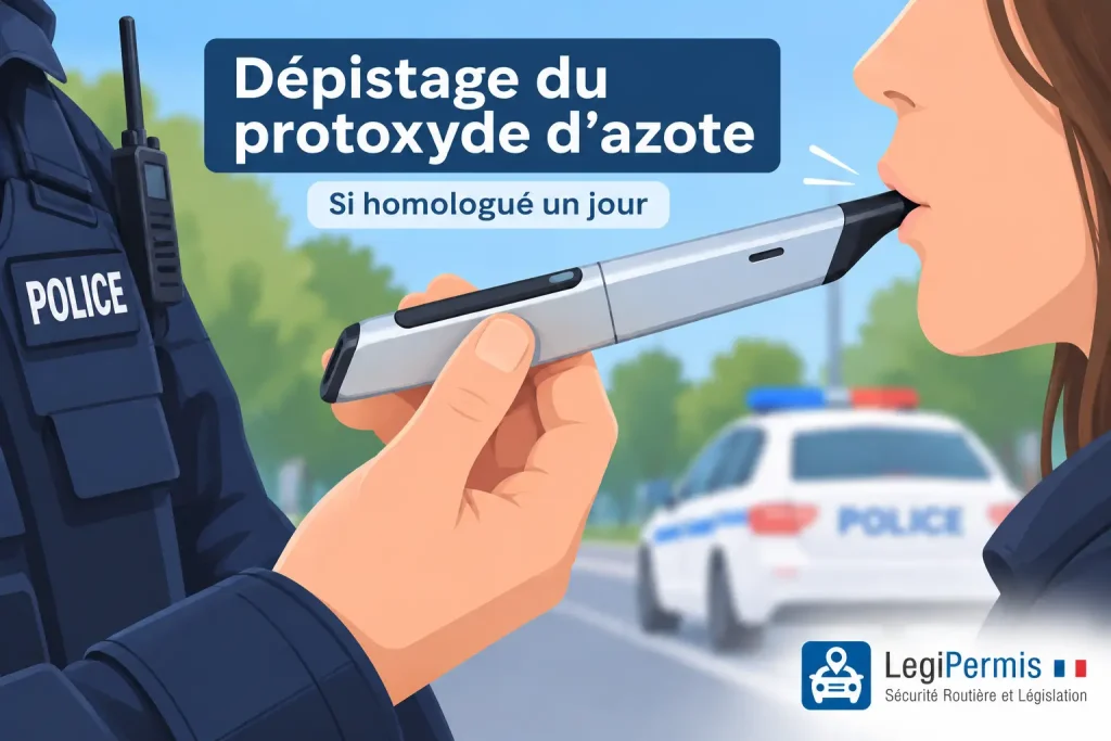 Appareil pour mesurer le protoxyde d'azote dans l'air (gaz hilarant N2O) en soufflant.