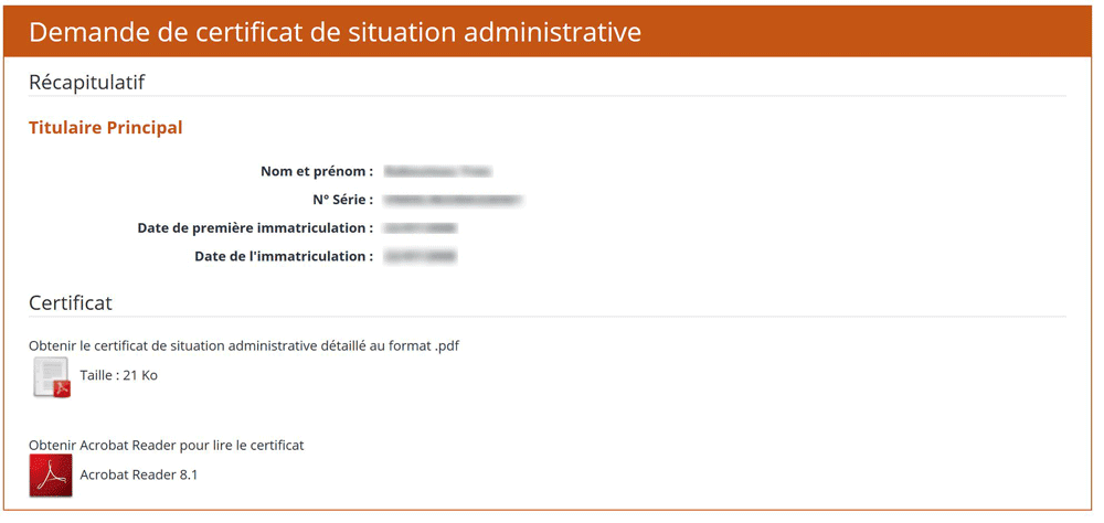 Demande de certificat de non gage sur Internet sur le site du ministère de l'Intérieur