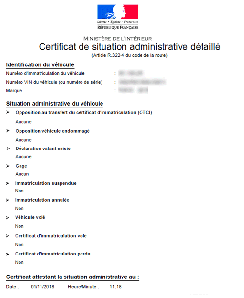 Certificat de non-gage, le certificat de situation administrative