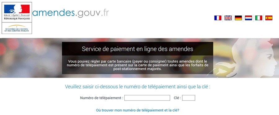 Site officiel du gouvernement amendes.gouv.fr pour payer ses amendes en lignes