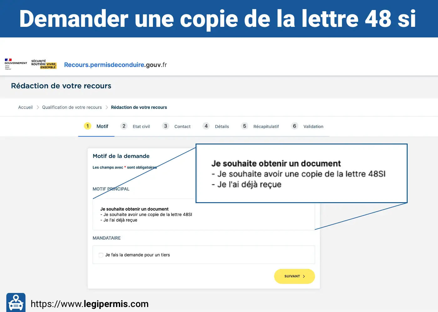 Demander une copie de la lettre 48si