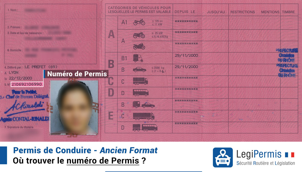 Trouver le numéro de permis sur le permis de conduire ancien format