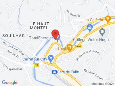 Plan Google Stage recuperation de points à Tulle proche de Brive-la-Gaillarde