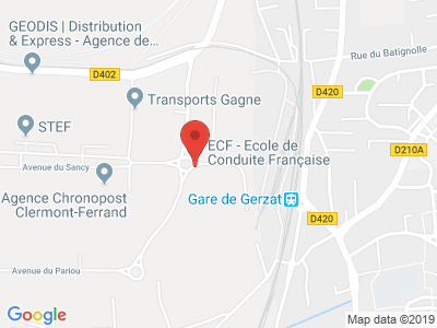 Plan Google Stage recuperation de points à Gerzat proche de Châtel-Guyon