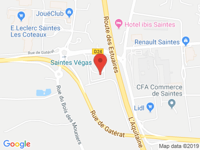 Plan Google Stage recuperation de points à Saintes proche de Saint-Jean-d'Angély