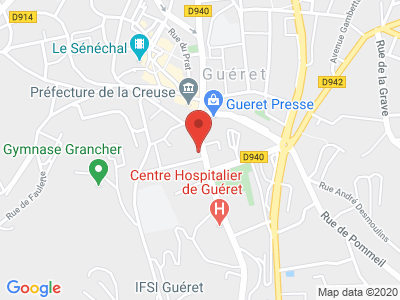 Plan Google Stage recuperation de points à Guéret proche de Saint-Victor