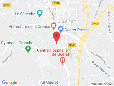 Plan Google Stage recuperation de points à Guéret proche de Aubusson