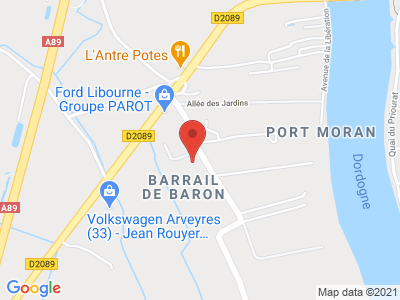 Plan Google Stage recuperation de points à Libourne proche de Arveyres