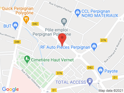 Plan Google Stage recuperation de points à Perpignan proche de Argelès-sur-Mer
