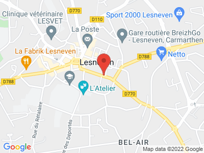 Plan Google Stage recuperation de points à Lesneven proche de Landerneau