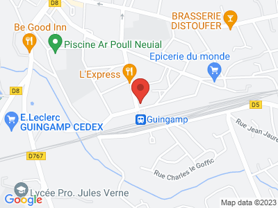 Plan Google Stage recuperation de points à Guingamp proche de Pleumeur-Bodou